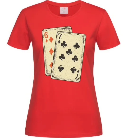 Жіноча футболка 6-7 cards Червоний фото