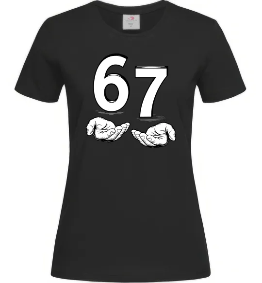 Женская футболка 67 руки Черный фото