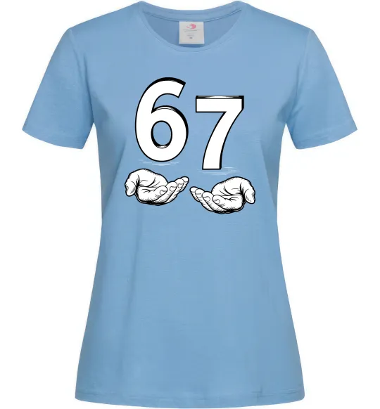 Женская футболка 67 руки Голубой фото