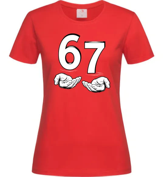 Женская футболка 67 руки Красный фото