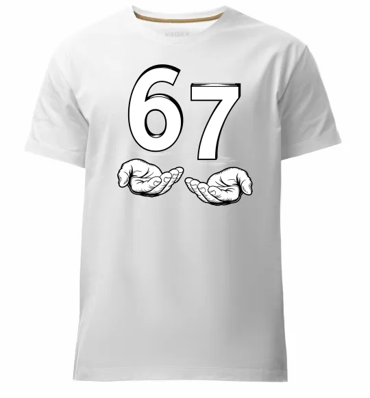Мужская премиум футболка 67 руки Белый фото