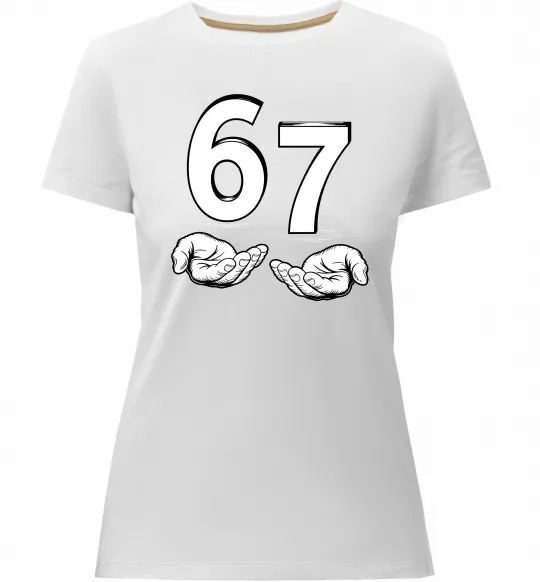 Женская премиум футболка 67 руки Белый фото