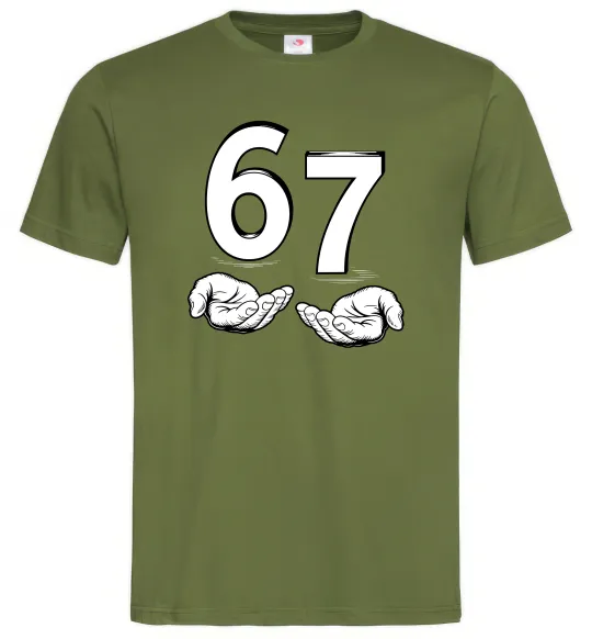 Мужская футболка 67 руки Оливковый фото