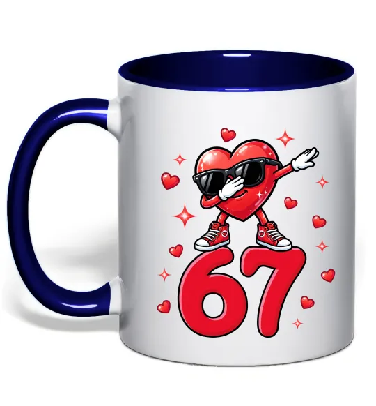 Чашка з кольоровою ручкою Серце шість-сім Глибокий темно-синій фото