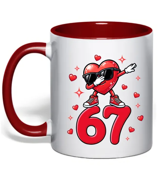 Чашка з кольоровою ручкою Серце шість-сім Червоний фото