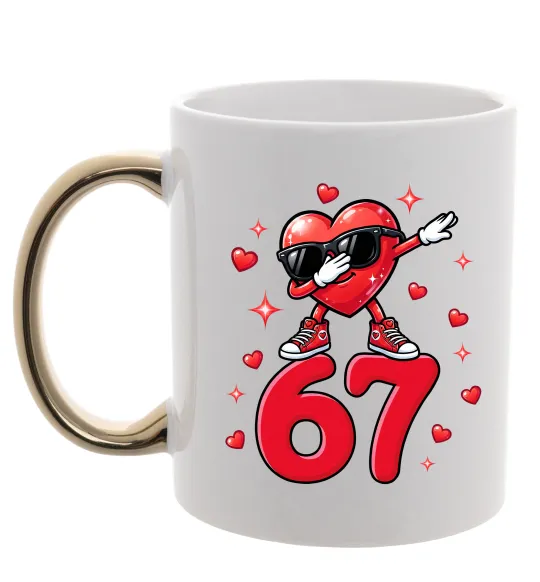 Чашка з кольоровою ручкою Серце шість-сім Золото фото