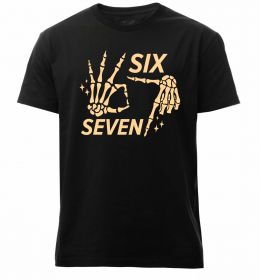 Мужская премиум футболка Six seven skeleton