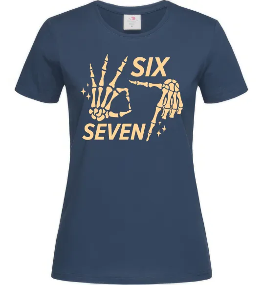 Жіноча футболка Six seven skeleton Темно-синій фото