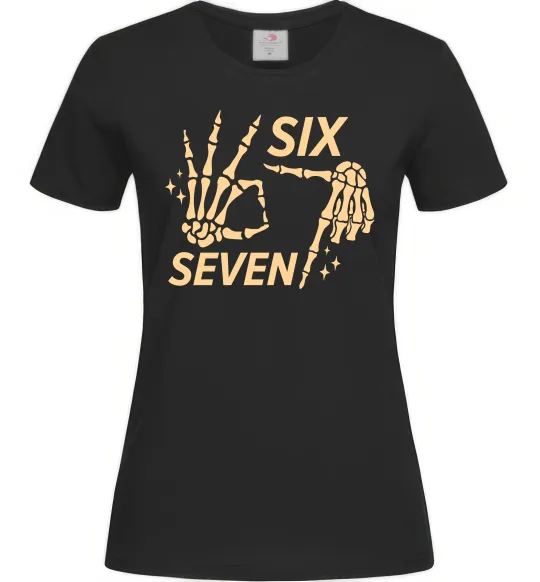 Жіноча футболка Six seven skeleton Чорний фото