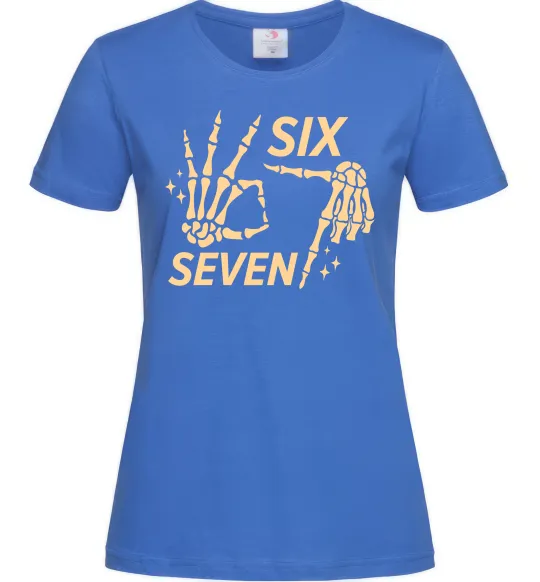 Жіноча футболка Six seven skeleton Яскраво-синій фото