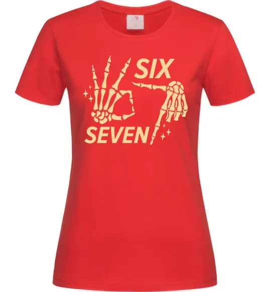 Жіноча футболка Six seven skeleton Червоний фото