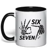 Чашка з кольоровою ручкою Six seven skeleton Чорний Чашка з кольоровою ручкою Six seven skeleton Чорний фото