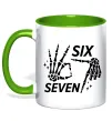 Чашка з кольоровою ручкою Six seven skeleton Зелений Чашка з кольоровою ручкою Six seven skeleton Зелений фото