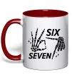 Чашка з кольоровою ручкою Six seven skeleton Червоний Чашка з кольоровою ручкою Six seven skeleton Червоний фото