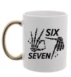 Чашка з кольоровою ручкою Six seven skeleton Золото Чашка з кольоровою ручкою Six seven skeleton Золото фото