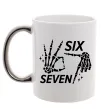 Чашка з кольоровою ручкою Six seven skeleton Срібло Чашка з кольоровою ручкою Six seven skeleton Срібло фото