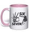 Чашка з кольоровою ручкою Six seven skeleton Ніжно рожевий Чашка з кольоровою ручкою Six seven skeleton Ніжно рожевий фото