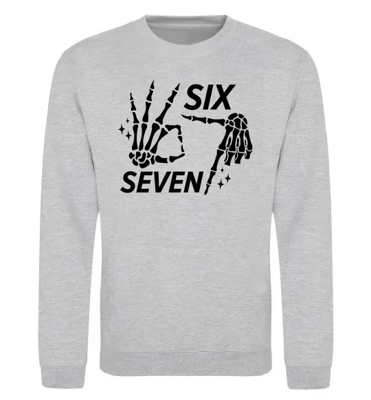 Світшот Six seven skeleton Сірий меланж фото