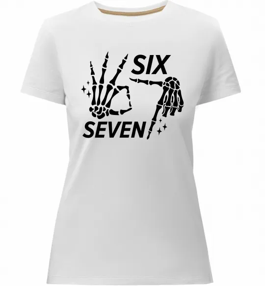 Жіноча преміум футболка Six seven skeleton Білий фото
