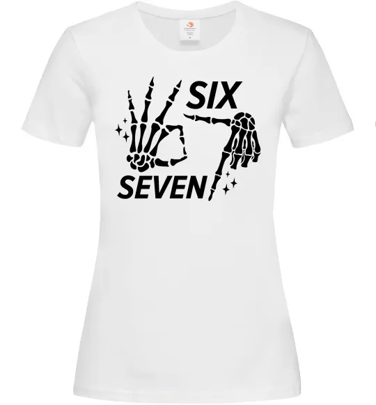 Жіноча футболка Six seven skeleton Білий фото