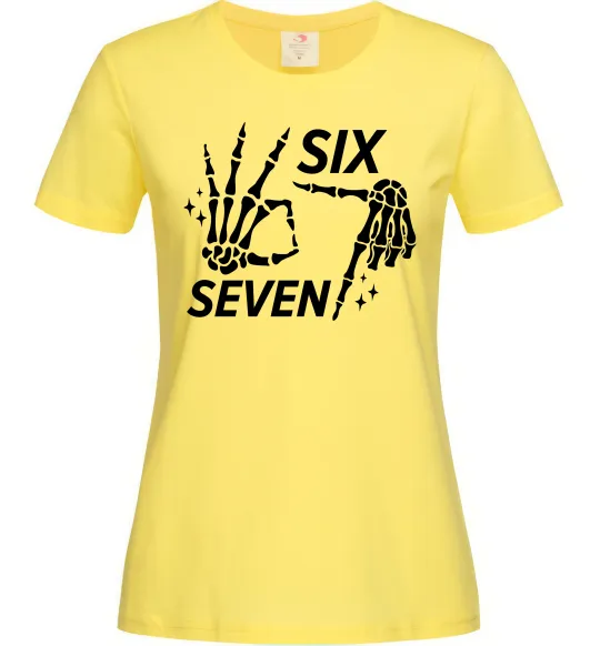 Жіноча футболка Six seven skeleton Лимонний фото