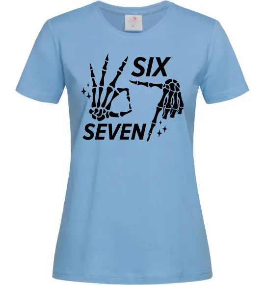 Жіноча футболка Six seven skeleton Блакитний фото