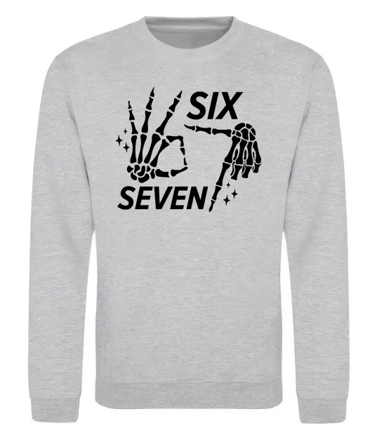 Світшот Six seven skeleton Сірий меланж фото