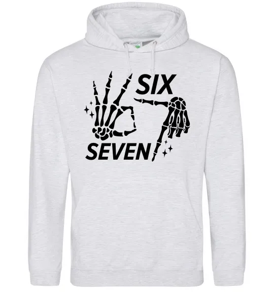 Чоловіча толстовка (худі) Six seven skeleton Сірий меланж фото
