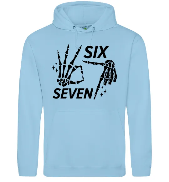 Чоловіча толстовка (худі) Six seven skeleton Блакитний фото