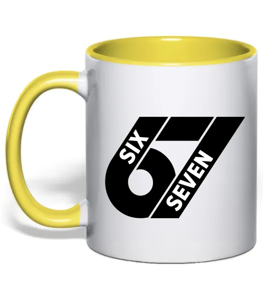 Чашка з кольоровою ручкою 67 six seven Сонячно жовтий фото