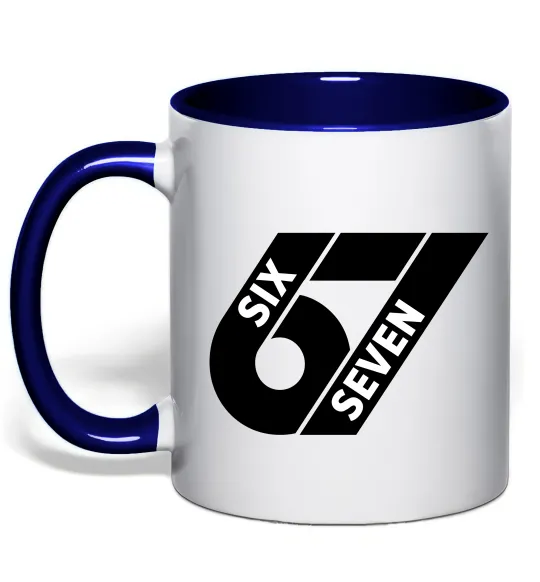 Чашка з кольоровою ручкою 67 six seven Глибокий темно-синій фото