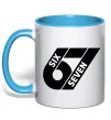 Чашка з кольоровою ручкою 67 six seven Блакитний Чашка з кольоровою ручкою 67 six seven Блакитний фото