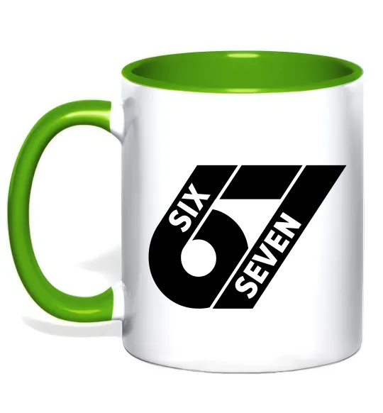 Чашка з кольоровою ручкою 67 six seven Зелений фото