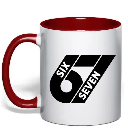 Чашка з кольоровою ручкою 67 six seven Червоний фото