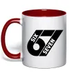 Чашка з кольоровою ручкою 67 six seven Червоний Чашка з кольоровою ручкою 67 six seven Червоний фото