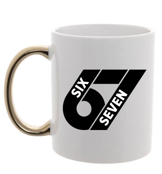 Чашка з кольоровою ручкою 67 six seven Золото фото