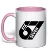 Чашка з кольоровою ручкою 67 six seven Ніжно рожевий Чашка з кольоровою ручкою 67 six seven Ніжно рожевий фото