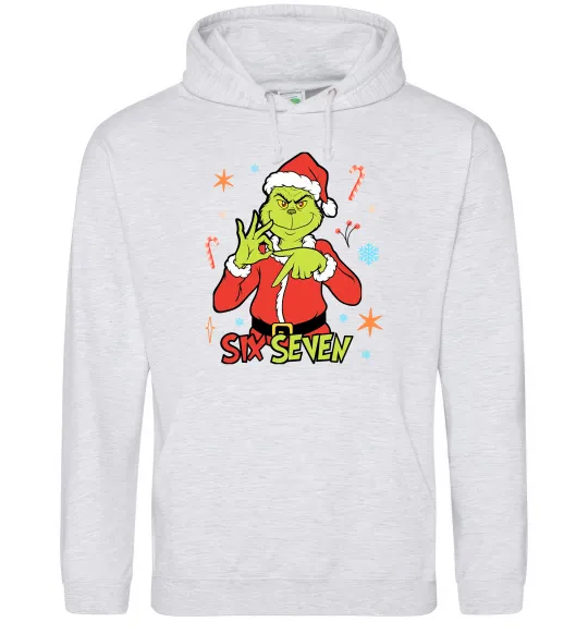 Женская толстовка (худи) Грінч six seven Серый меланж фото