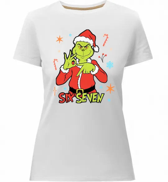 Женская премиум футболка Грінч six seven Белый фото