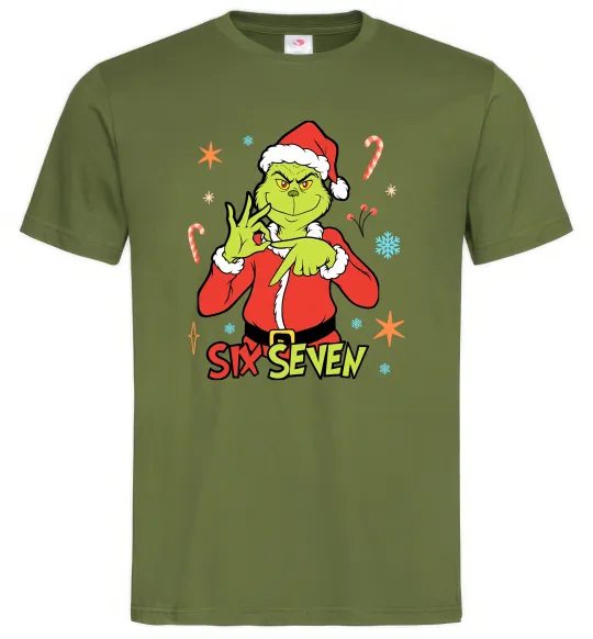 Мужская футболка Грінч six seven Оливковый фото