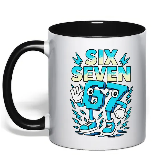 Чашка з кольоровою ручкою SixSeven art Чорний фото