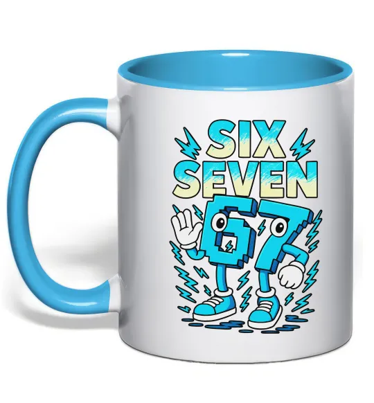 Чашка з кольоровою ручкою SixSeven art Блакитний фото