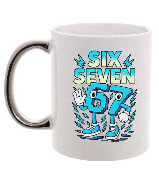 Чашка з кольоровою ручкою SixSeven art Срібло фото