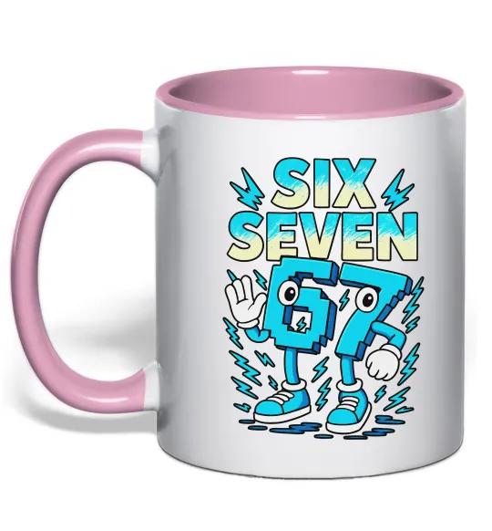 Чашка з кольоровою ручкою SixSeven art Ніжно рожевий фото