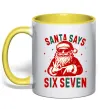 Чашка с цветной ручкой Santa says six seven Солнечно желтый Чашка с цветной ручкой Santa says six seven Солнечно желтый фото