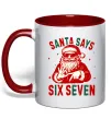 Чашка с цветной ручкой Santa says six seven Красный Чашка с цветной ручкой Santa says six seven Красный фото