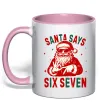 Чашка с цветной ручкой Santa says six seven Нежно розовый Чашка с цветной ручкой Santa says six seven Нежно розовый фото