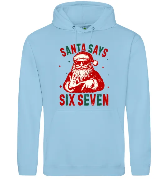 Жіноча толстовка (худі) Santa says six seven Блакитний фото