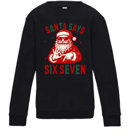 Детский Свитшот Santa says six seven Черный фото