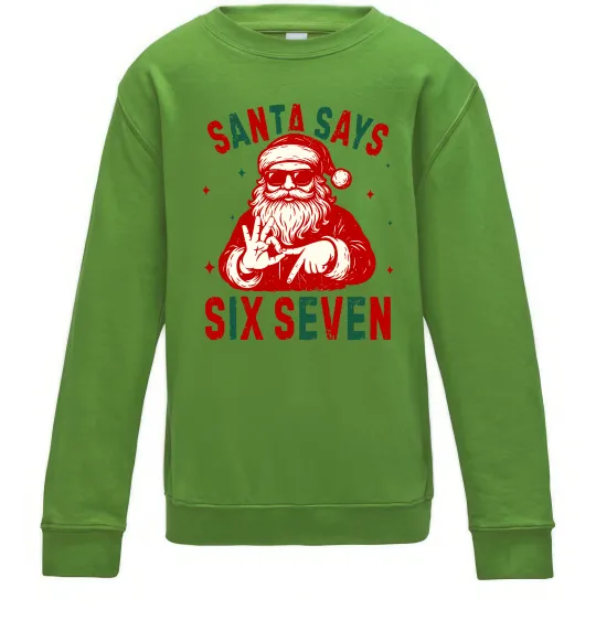 Детский Свитшот Santa says six seven Лаймовый фото